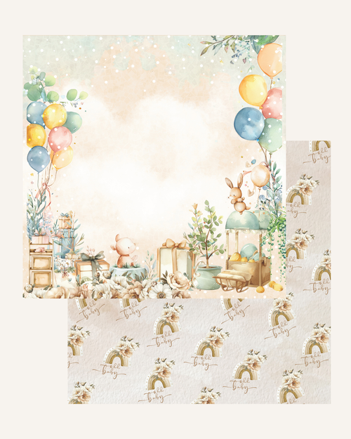 Bunny & Bear | Neutral Baby Theme | Paper Collection |12*12 Inches