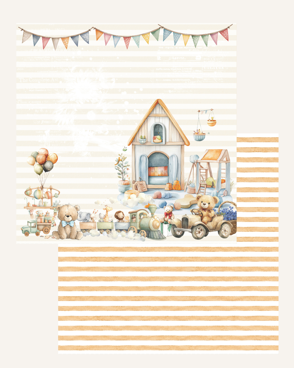 Bunny & Bear | Neutral Baby Theme | Paper Collection |12*12 Inches