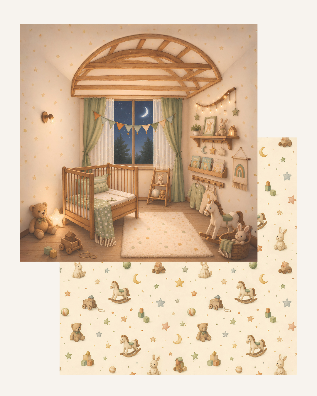 Bunny & Bear | Neutral Baby Theme | Paper Collection |12*12 Inches