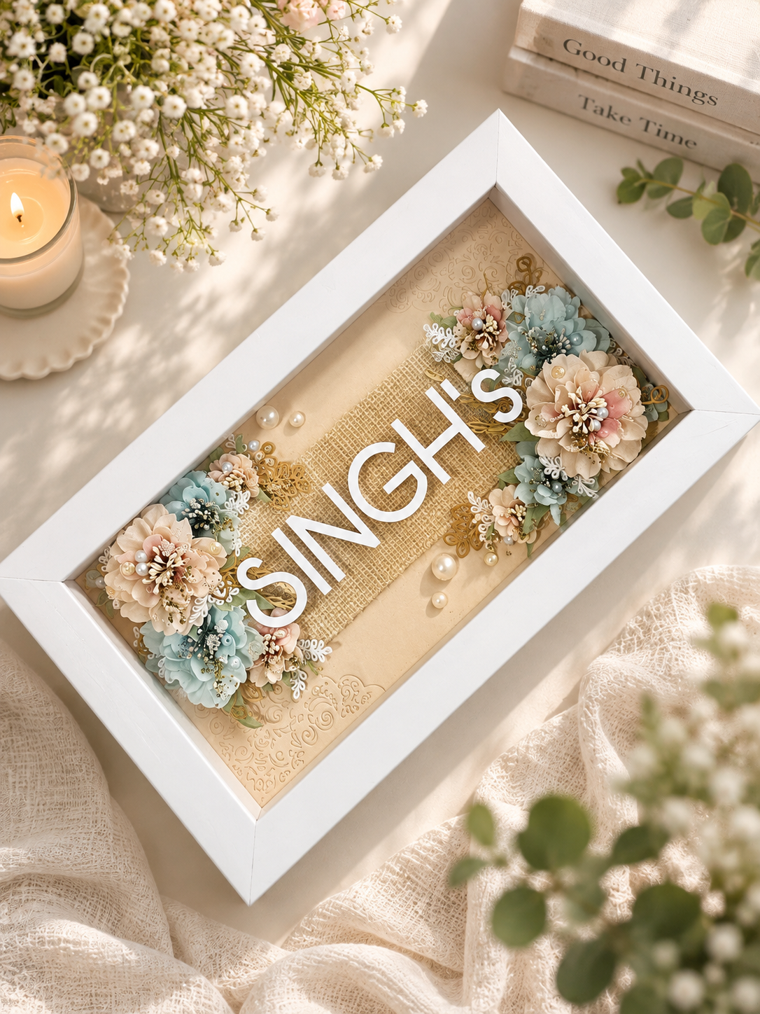 Floral Shadow Box Nameplates
